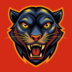 Angry Panther colorful head  vector design colored background 