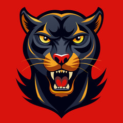 Angry Panther colorful head  vector design colored background 