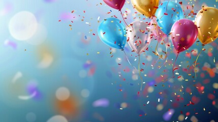 Balloons with confetti celebrate holidays background illustration generated by ai