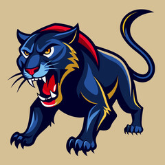 a panther is waking on the way 