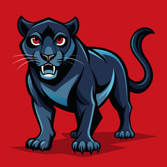 a panther is waking on the way 