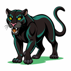 a panther is waking on the way in vector art