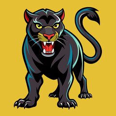 a panther is waking on the way 