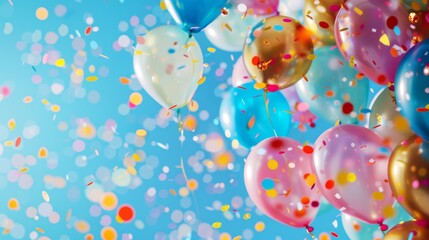 Balloons with confetti celebrate holidays background illustration generated by ai