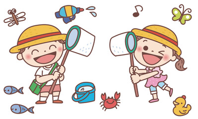 虫取りをする子どもたち