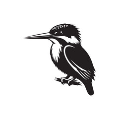 Kingfisher bird silhouette artwork - minimallest kingfisher vector
