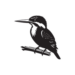 Kingfisher silhouette graphic - minimallest kingfisher vector
