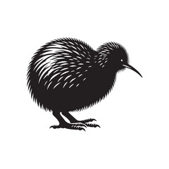 Kiwi vector silhouette art - kiwi illustration - kiwi black vector
