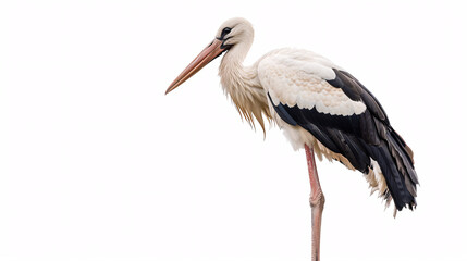 Close up of a stork on a branch isolated on white background © Argun Stock Photos