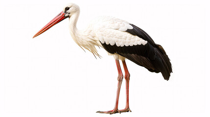 White stork isolated on a white background. Ciconia ciconia © Argun Stock Photos