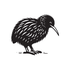 Kiwi bird silhouette isolated - minimallest kiwi vector
