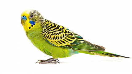 Fototapeta premium Green budgerigar isolated on white background