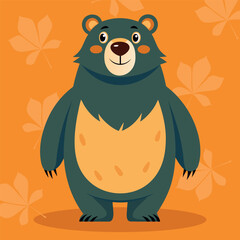 Bear. Nice funny animal bear. Cute forest animal. Simple and cute teddybear standing. Flat vector style cartoon illustration. Wild brown bear cartoon character.