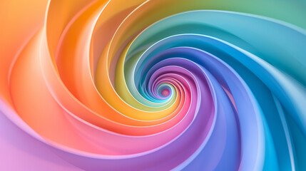 A colorful spiral with a rainbow of pastel colors background