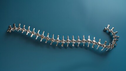 Obraz premium Silver spine chain, blue background