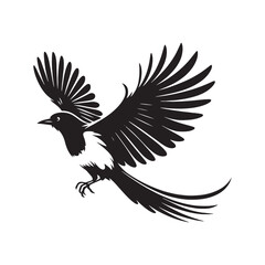 Magpie silhouette element - minimallest magpie vector