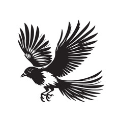 Fototapeta premium Abstract magpie silhouette figure - minimallest magpie vector 