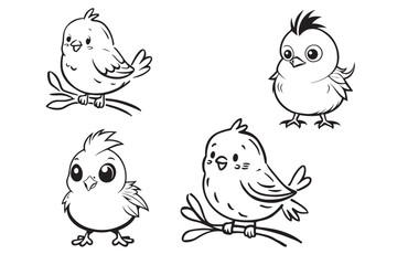 cute vector silhouette birds