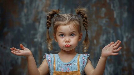 Confused child outdoor portrait