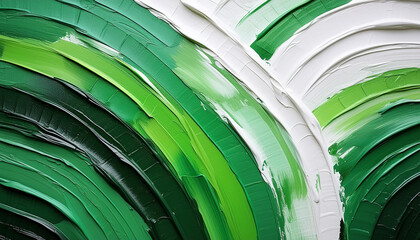 Obraz premium Abstract design with green and white brush strokes. Modern pattern with oil paint texture.