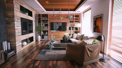 Modern Drawing Room Living Space Interior Design Stock Photo