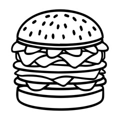 burger line sketch vector illustration