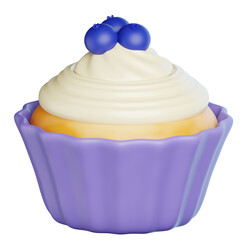 Cupcakes Blueberries 3D Icon