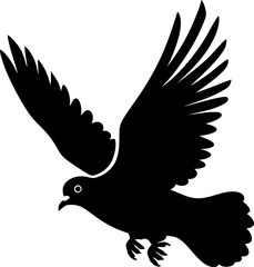Pigeon flying dove silhouette in black color. Vector template design art.