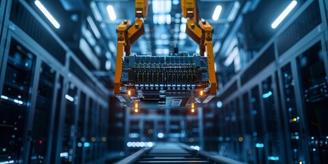 ProcurementA crane lowers a massive AI core into the data center, marking a major milestone in the creation of an unparalleled intelligencePride Triumph