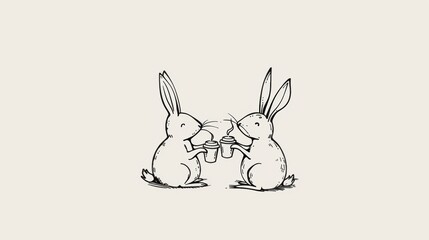 Fototapeta premium A couple of rabbits standing next to each other