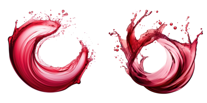 cicular red wine swirl isolated on a transparent background