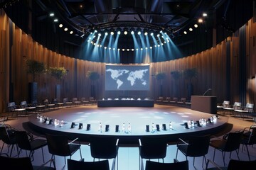 A Modern Conference Room Set for a Global Gathering