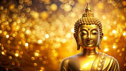 Golden statue of Buddha in a peaceful pose, likely found in a Thai temple