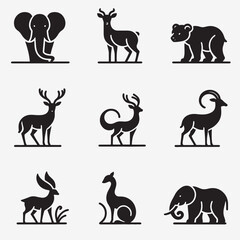 Set of different animal silhouettes for design  Adobe Illustrator Artwork