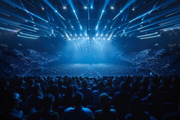 A Sea of Blue: Concert Crowd Bathed in Light