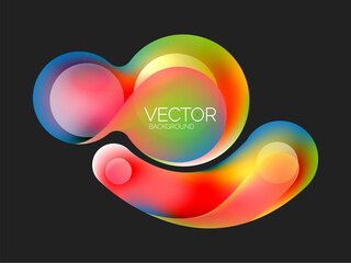 Beautiful flowing round shapes and circles abstract background. Liquid color bubble composition