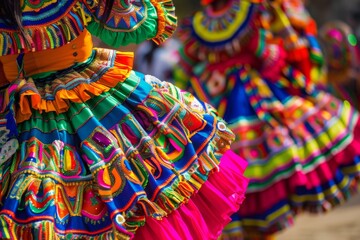 A Celebration of Color: Festive Skirts Dance Under the Bright Sun