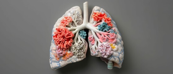 Human Lungs Model Close Up.