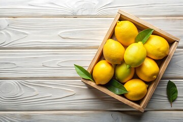 Lemons in a Wooden Crate.