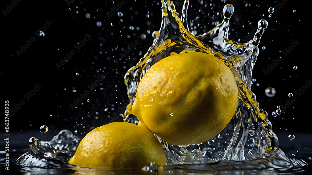 Wall mural lemon in water splash