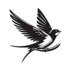 Stylish swallow silhouette - swallow illustration - swallow black vector