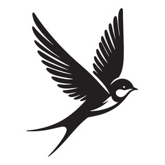 Swallow emblem in silhouette design - minimallest swallow vector artwork