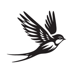 Swallow bird silhouette drawing - minimallest swallow vector illustration