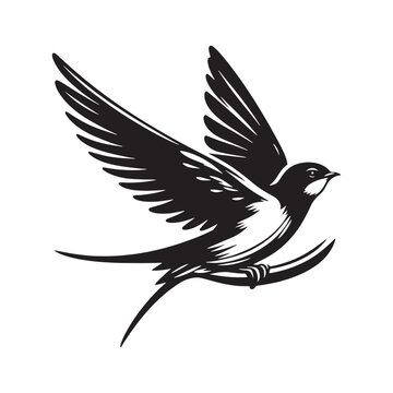 recommend clip art: Stylish swallow silhouette - swallow illustration - swallow black vector