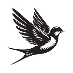 Swallow bird in black silhouette - swallow illustration - swallow black vector