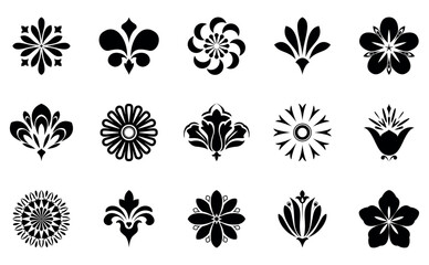 Flowers icon set. Flowers isolated on transparent background. Flowers in modern simple. Cute round flower plant nature collection. Vector illustrator