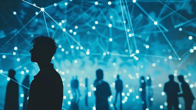 Communication network concept silhouette with effective designs and networking, connectivity, technology.