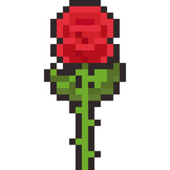 Pixel art cartoon rose flower element 3