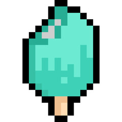 Pixel art cartoon bitten green ice cream element