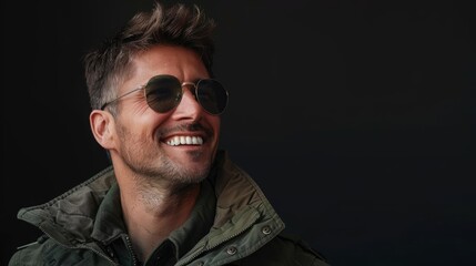 Fototapeta premium Smiling man in sunglasses looking to the side